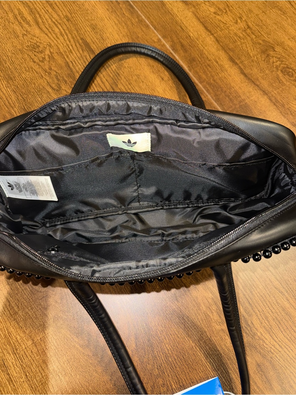 Adidas Black Beaded-Trim Shoulder Bag AIRLINER ELONGATED BAG WITH BEADS NWT - Picture 5 of 9